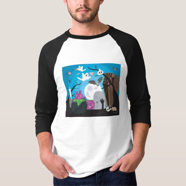 Halloween Monster Scene T Shirt (Framsida)