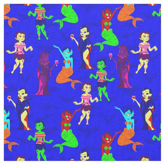 halloween monster sjöjungfru vampre zombie-flickor tyg (Närbild)