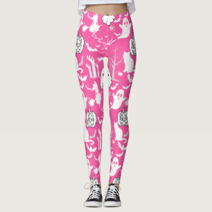 Halloween mönster. Spooky och söt.b Rosa BG Leggings
