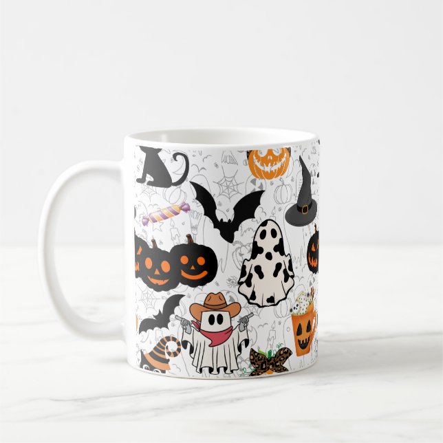 Halloween mönster. Spooky och söt Kaffemugg (Vänster)