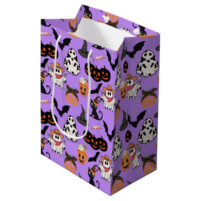 Halloween mönster. Spooky och söt L Lila BG (Framsidan Vinklad)
