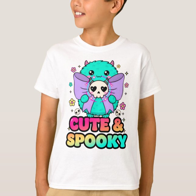 Halloween Monster Sweatshirt with Skulls & Stars T Shirt (Framsida)