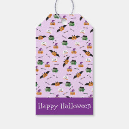 Halloween Mönster Tack Pumpa Lila Presentetikett