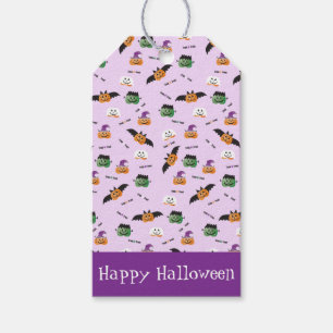 Halloween Mönster Tack Pumpa Lila Presentetikett
