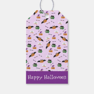 Halloween Mönster Tack Pumpa Lila Presentetikett