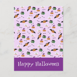 Halloween Mönster Tack Pumpa Lila Vykort
