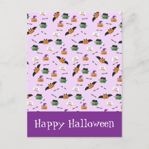 Halloween Mönster Tack Pumpa Lila Vykort