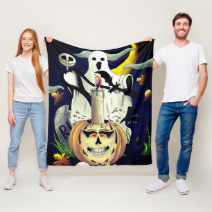 Halloween Monster-tecken och Pumpkin Fleecefilt