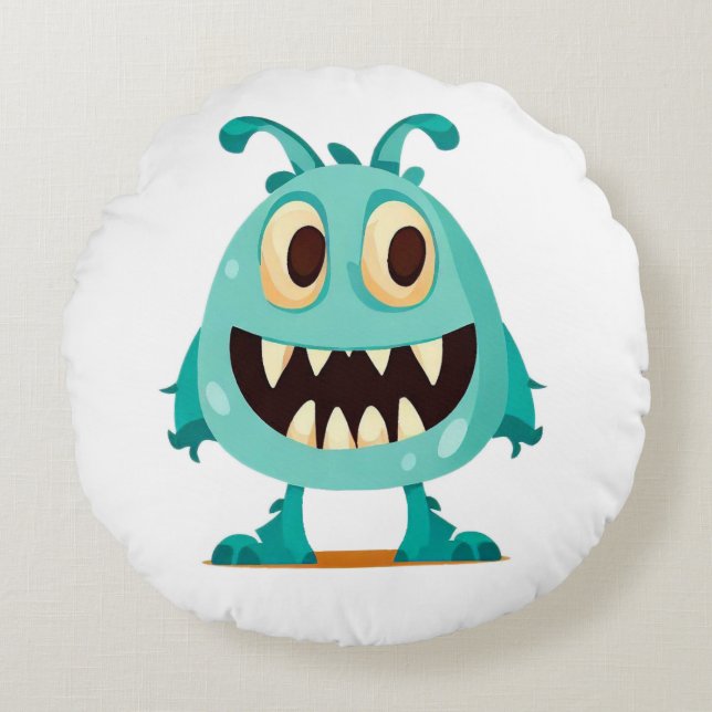 Halloween/Monster/tecknad Rund Kudde (Framsidan)