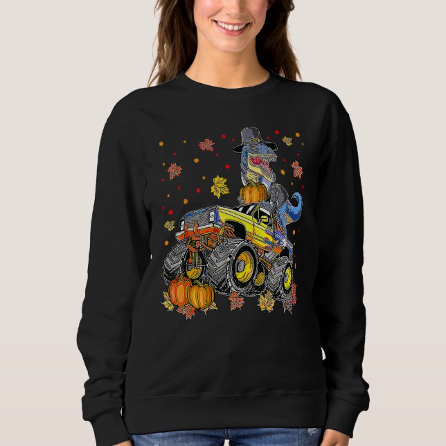 Halloween Monster Truck Dinosaur Thanksgiving Turk T Shirt (Framsida)