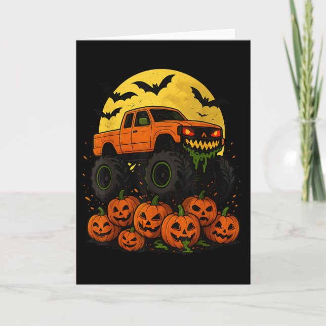 Halloween Monster Truck Krossar Pumpor  Kort (Framsida)
