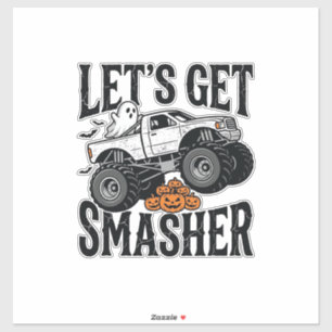 Halloween Monster Truck Smasher Vintage T-Shirt De Klistermärken
