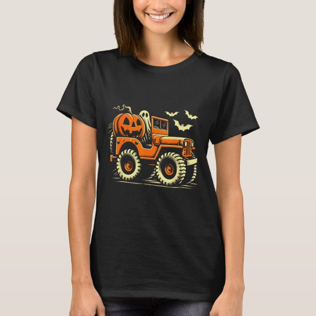 Halloween Monster Truck Spöke  T Shirt (Framsida)