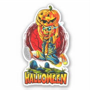 Halloween Monster Zombie Running Pumpkin Sticker Klistermärken