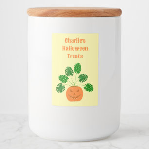 Halloween Monstera Plant i Pumpkin Anpassningsbar Mat Etikett