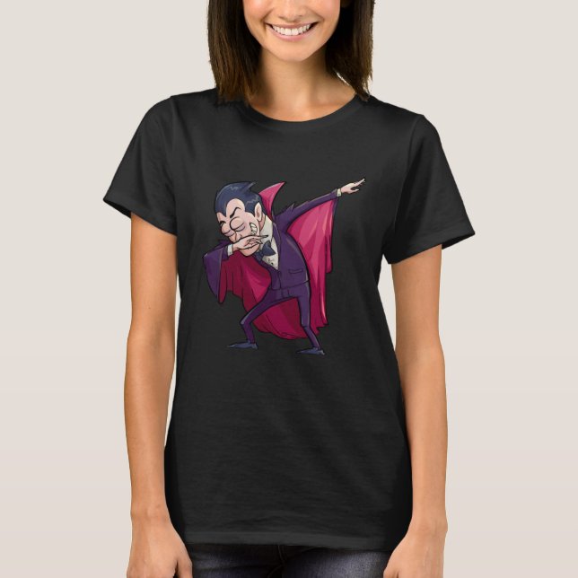 Halloween Monsters Count Dabbing Dracula T Shirt (Framsida)