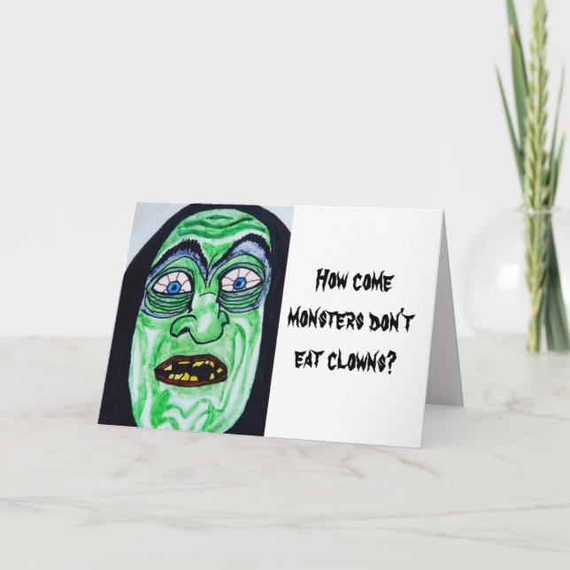 HALLOWEEN MONSTERS EAT CLOWNS Card Kort (Framsida)