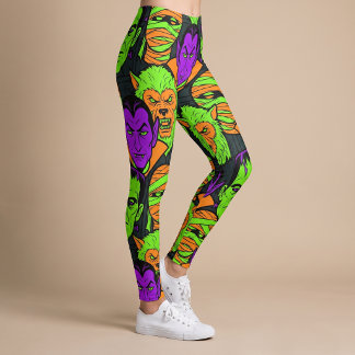 Halloween Monsters Leggings Yoga Byxor för kvinnor