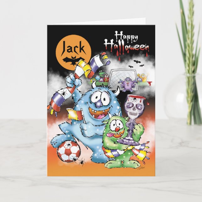 Halloween Monsters, med fotboll Kort (Framsida)