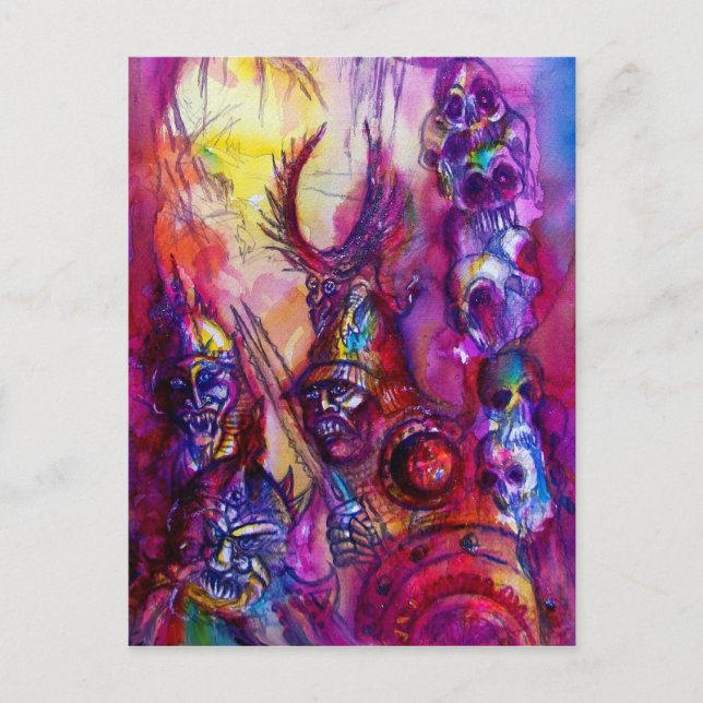 HALLOWEEN MONSTERS/ORK KRIG Fantasy Vykort (Framsida)