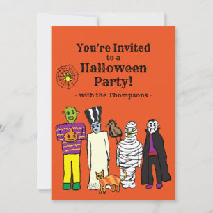 Halloween Monsters Party-inbjudan Inbjudningar