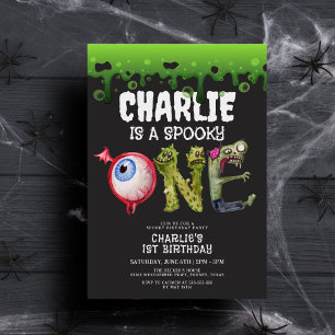 Halloween Monsters Spooktacular 1:a födelsedag Inbjudningar