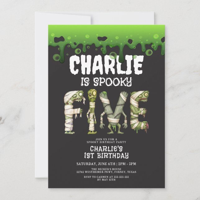 Halloween Monsters Spooktacular 5:e födelsedag Inbjudningar (Framsida)