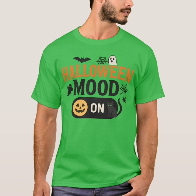 Halloween Mood Spooky Cat Design retro T Shirt (Framsida)