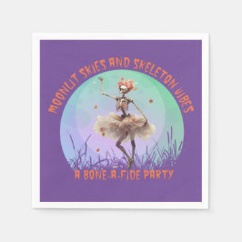 Halloween Moonlit Himmel och Skeleton Vibes Pappersservett