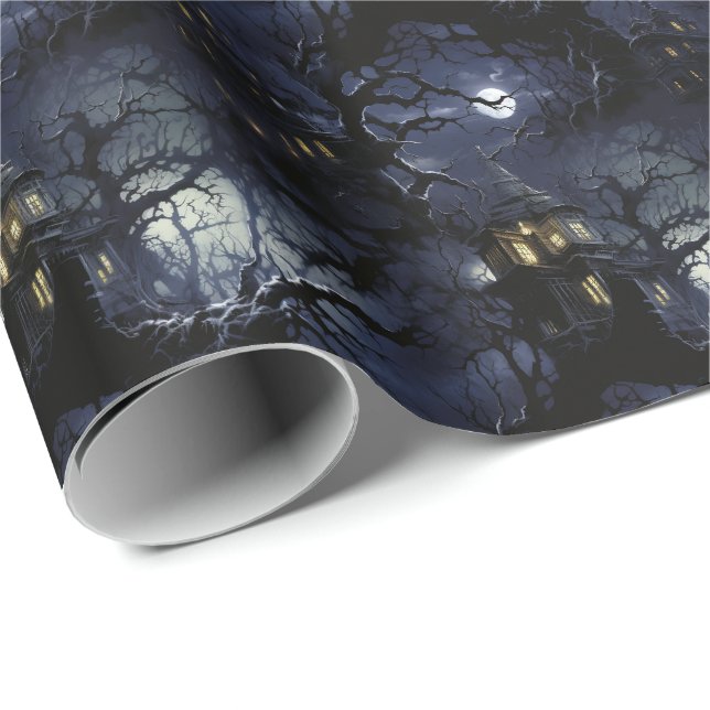 💀 Halloween 🏚️ ’Moonlit Manor of Shadows’ 🏚️ Presentpapper (Rullad Hörn)