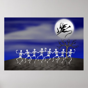 Halloween Moonlit Party Scene Poster