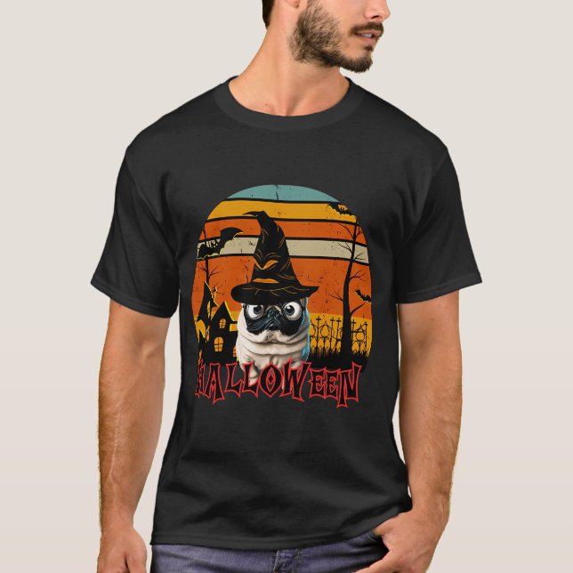 halloween moppar/pug trollkarl t shirt (Framsida)