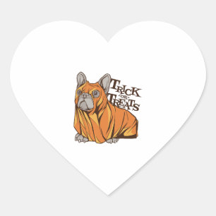 Halloween mops hjärtformat klistermärke
