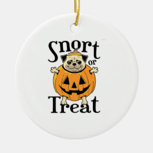 Halloween Mops Julgransprydnad Keramik