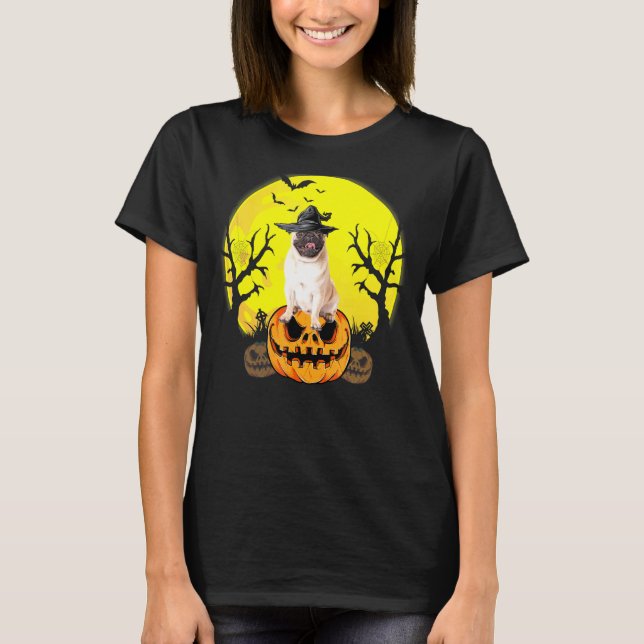 Halloween Mops T Shirt (Framsida)