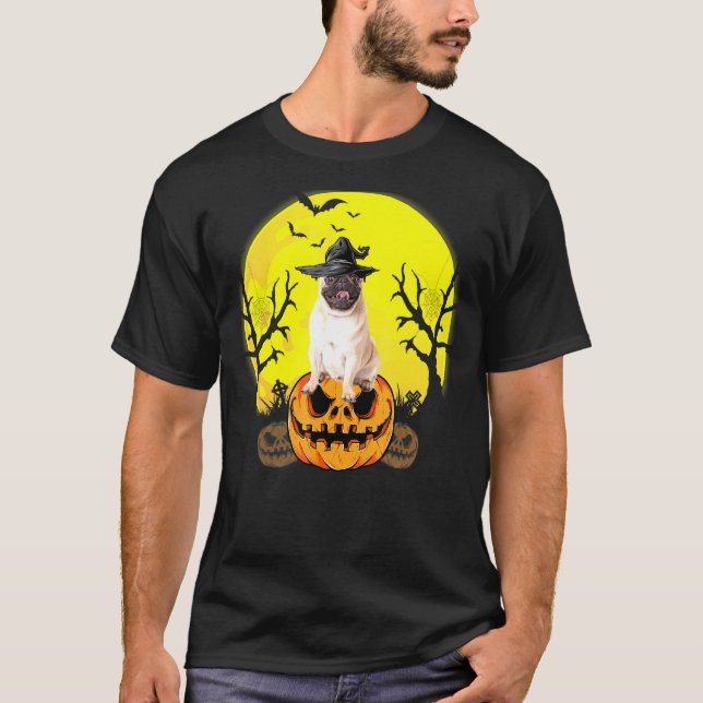 Halloween Mops T Shirt (Framsida)