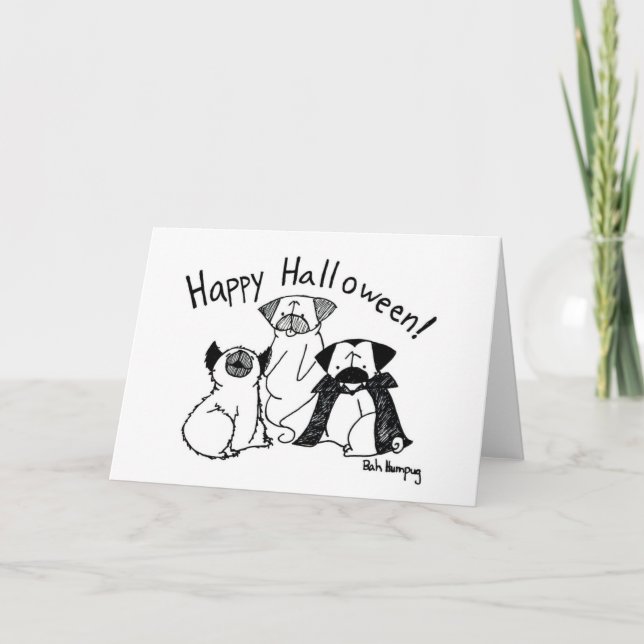 Halloween mopsmonster kort (Framsida)