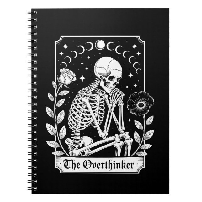 Halloween Mörk Gothic Skelett Övertänkare Anteckningsbok (Framsidan)