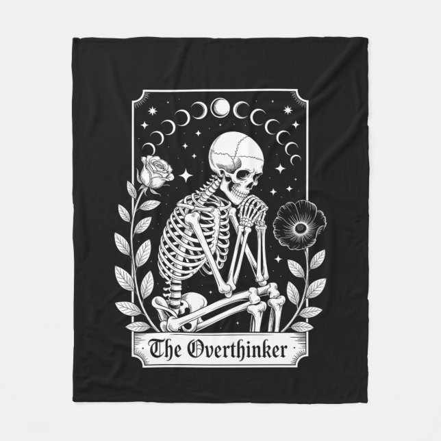 Halloween Mörk Gothic Skelett Övertänkare Fleecefilt (Framsidan)