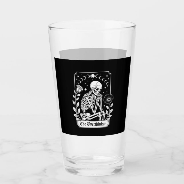 Halloween Mörk Gothic Skelett Övertänkare Glaskopp (Framsida)