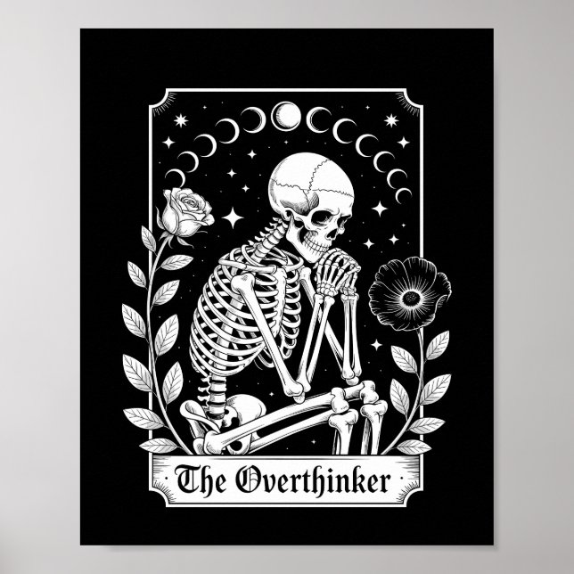 Halloween Mörk Gothic Skelett Övertänkare Poster (Framsidan)