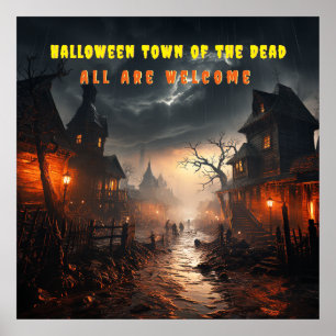 Halloween Mörk och Skary Town of the Dead Poster
