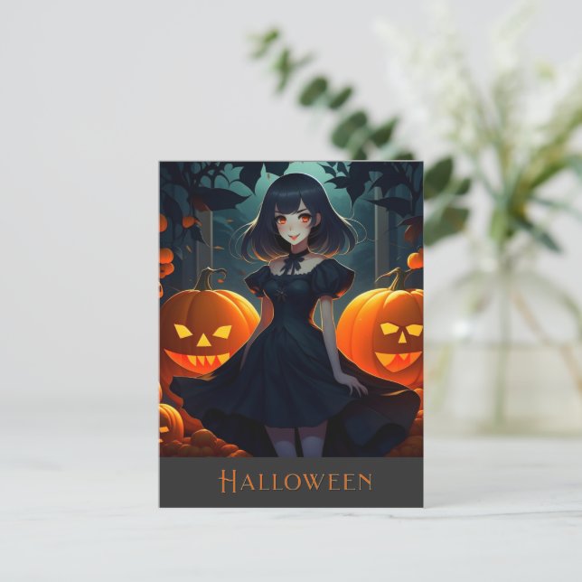 HALLOWEEN MÖRK VAMPIRE PRINCESS VYKORT (Stående Fram)
