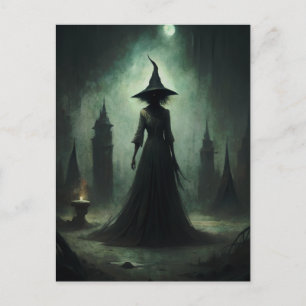 Halloween Mörk Witch Vykort