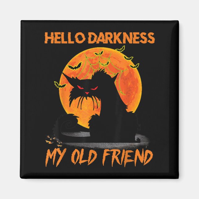 Halloween Mörker Min Gamla Vän Svart Katt Magnet (Framsidan)