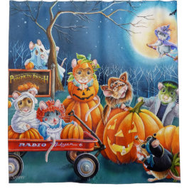 Halloween-möss i Pumpkin Patch Watercolor Art