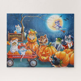 Halloween-möss i Pumpkin Patch Watercolor Art Pussel