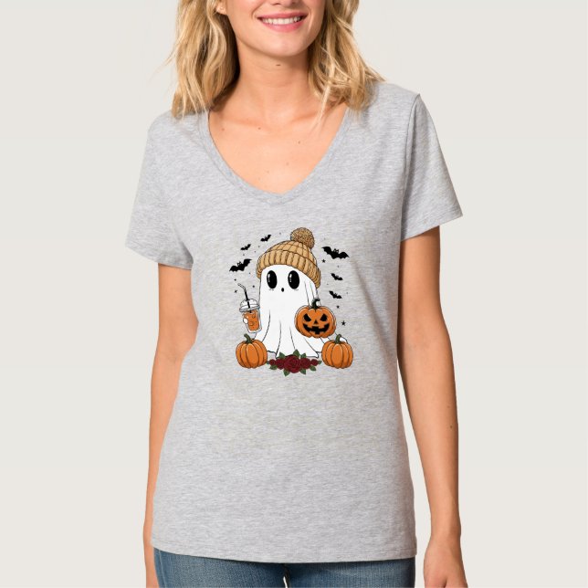 Halloween-mössa Pumpa Dryck & Rosor  T Shirt (Framsida)