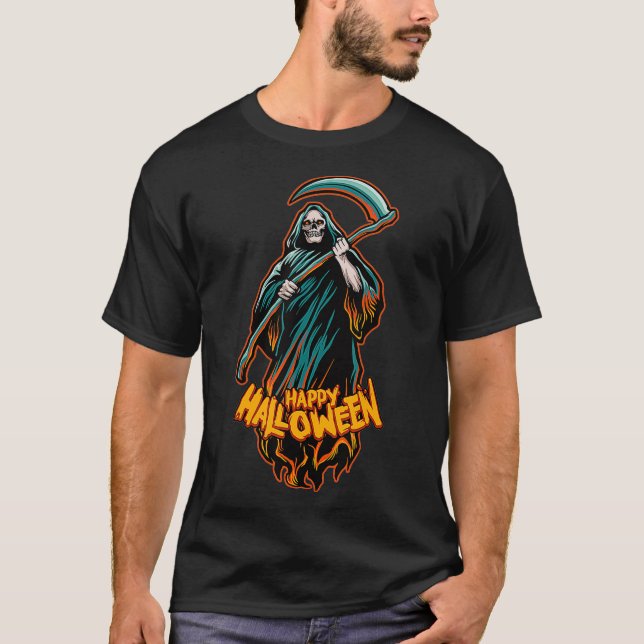 Halloween Motif-död med Scythe T Shirt (Framsida)