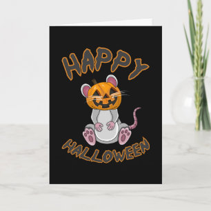 Halloween Mouse Mice Råtta Pumpkin Horror Gift Ide Kort